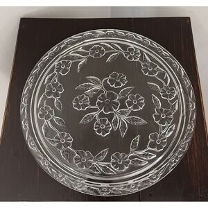 Vintage Large 12" Mikasa Crystal Floral  Cake Plate Dessert Charcuterie Platter
